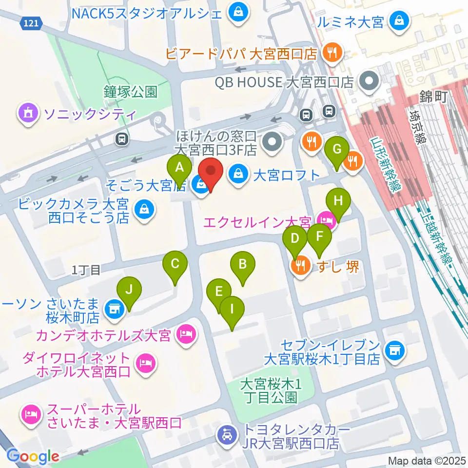 山野楽器 そごう大宮店周辺の駐車場・コインパーキング一覧地図