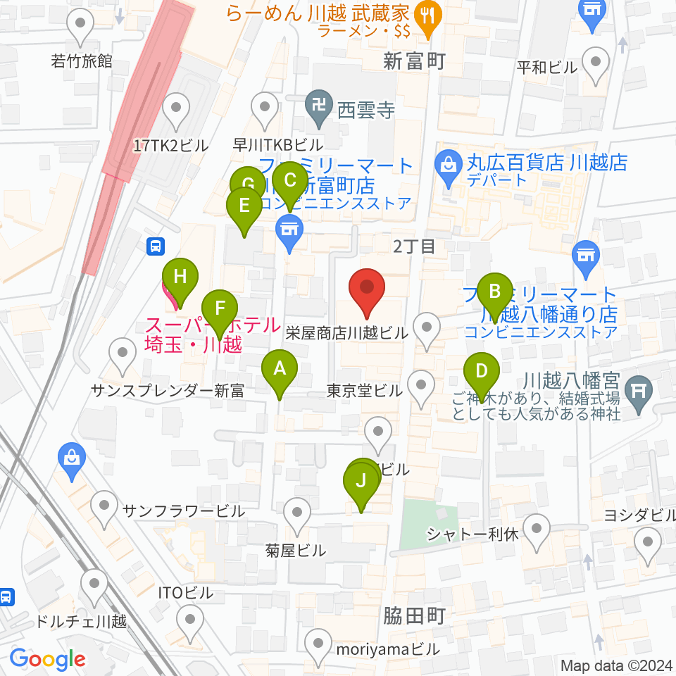 山野楽器 丸広川越店周辺の駐車場・コインパーキング一覧地図