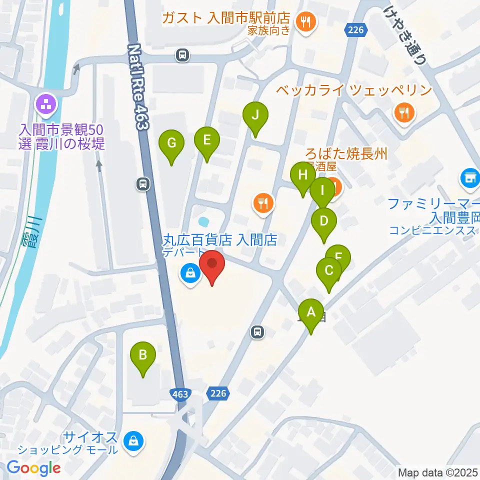 山野楽器 丸広入間店周辺の駐車場・コインパーキング一覧地図