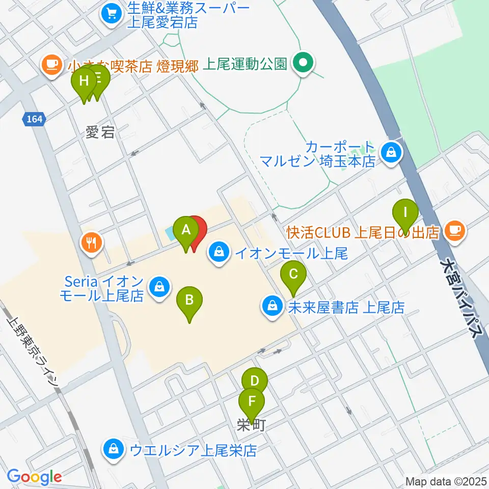 山野楽器イオンモール上尾店周辺の駐車場・コインパーキング一覧地図