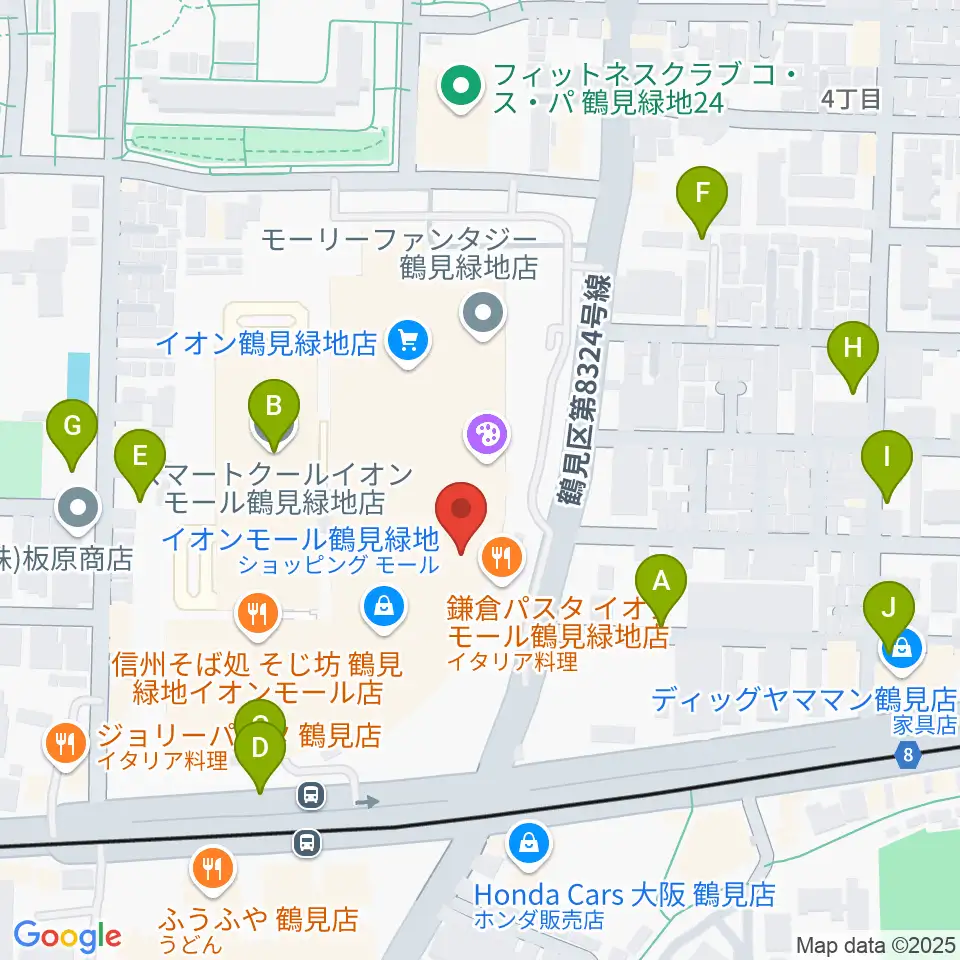 山野楽器 イオンモール鶴見緑地店周辺の駐車場・コインパーキング一覧地図