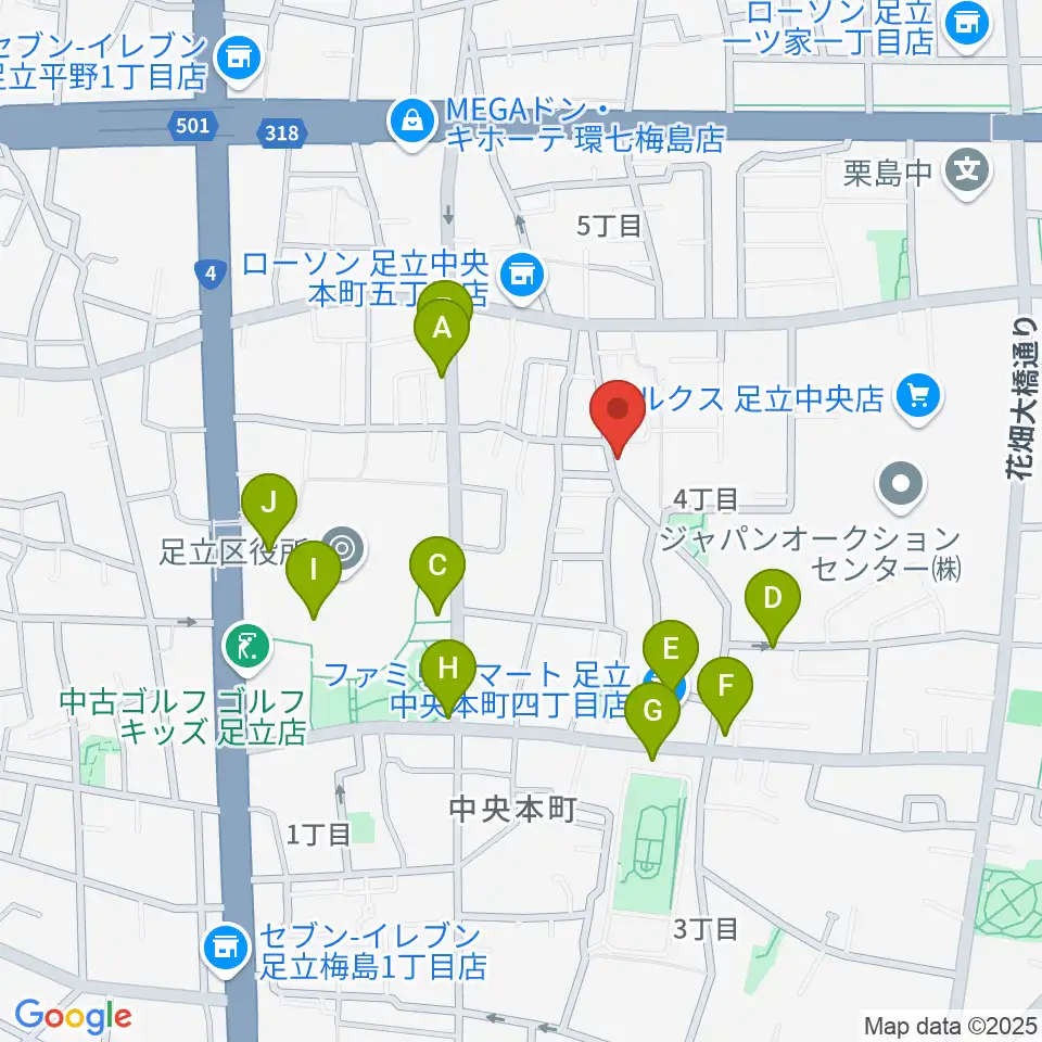わたなべ音楽堂ベルネザール周辺の駐車場・コインパーキング一覧地図