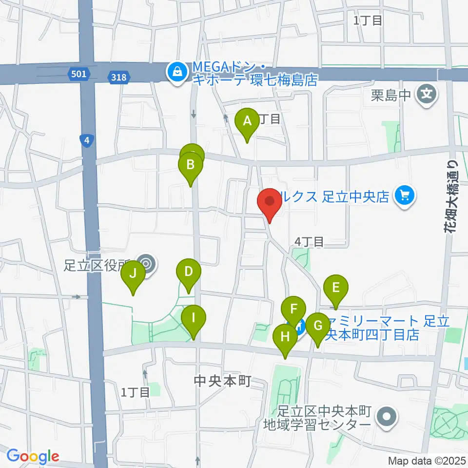 わたなべ音楽堂ベルネザール周辺の駐車場・コインパーキング一覧地図