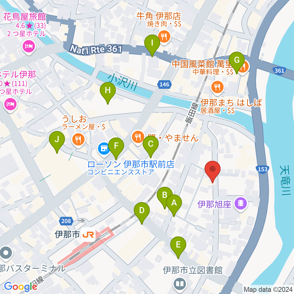 伊那楽器レンタルスタジオ周辺の駐車場・コインパーキング一覧地図