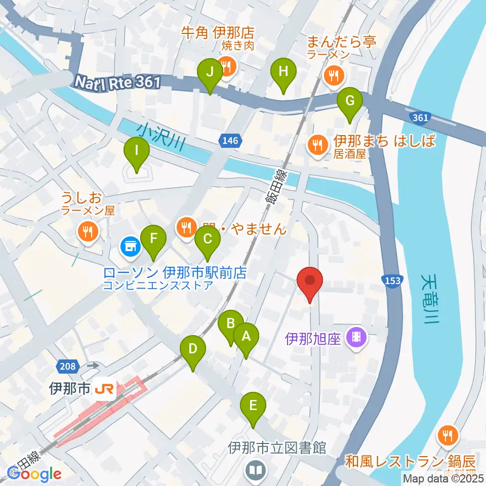 伊那楽器レンタルスタジオ周辺の駐車場・コインパーキング一覧地図
