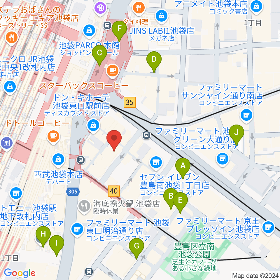 池袋EDGE周辺の駐車場・コインパーキング一覧地図