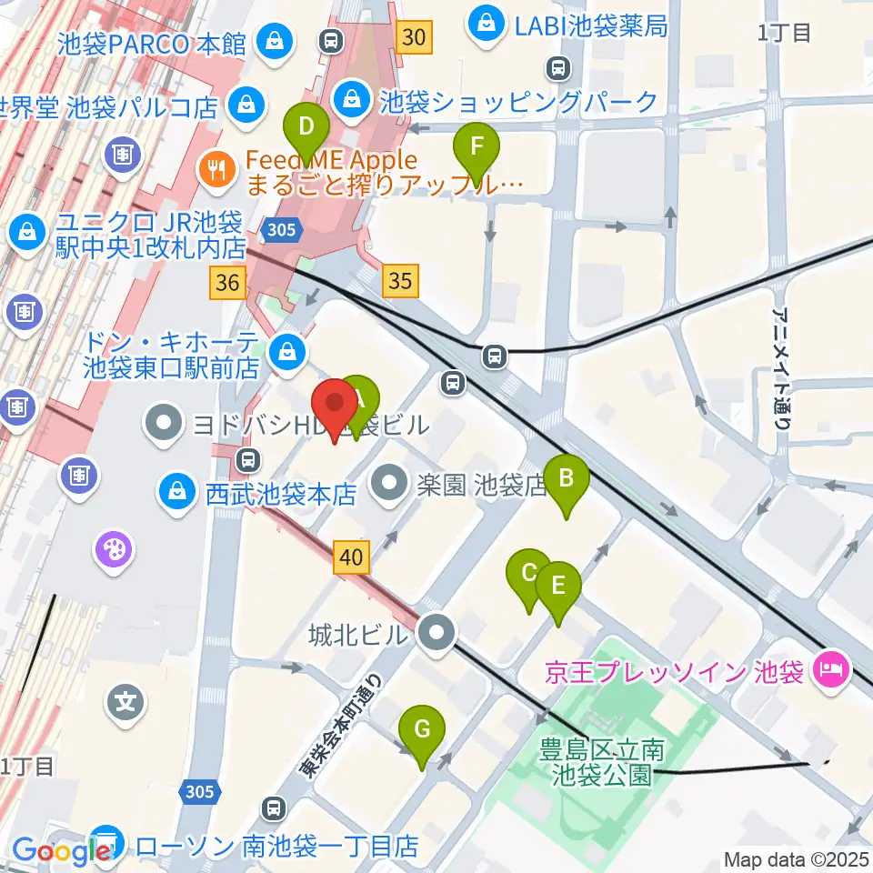 池袋EDGE周辺の駐車場・コインパーキング一覧地図