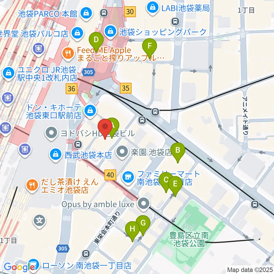池袋EDGE周辺の駐車場・コインパーキング一覧地図