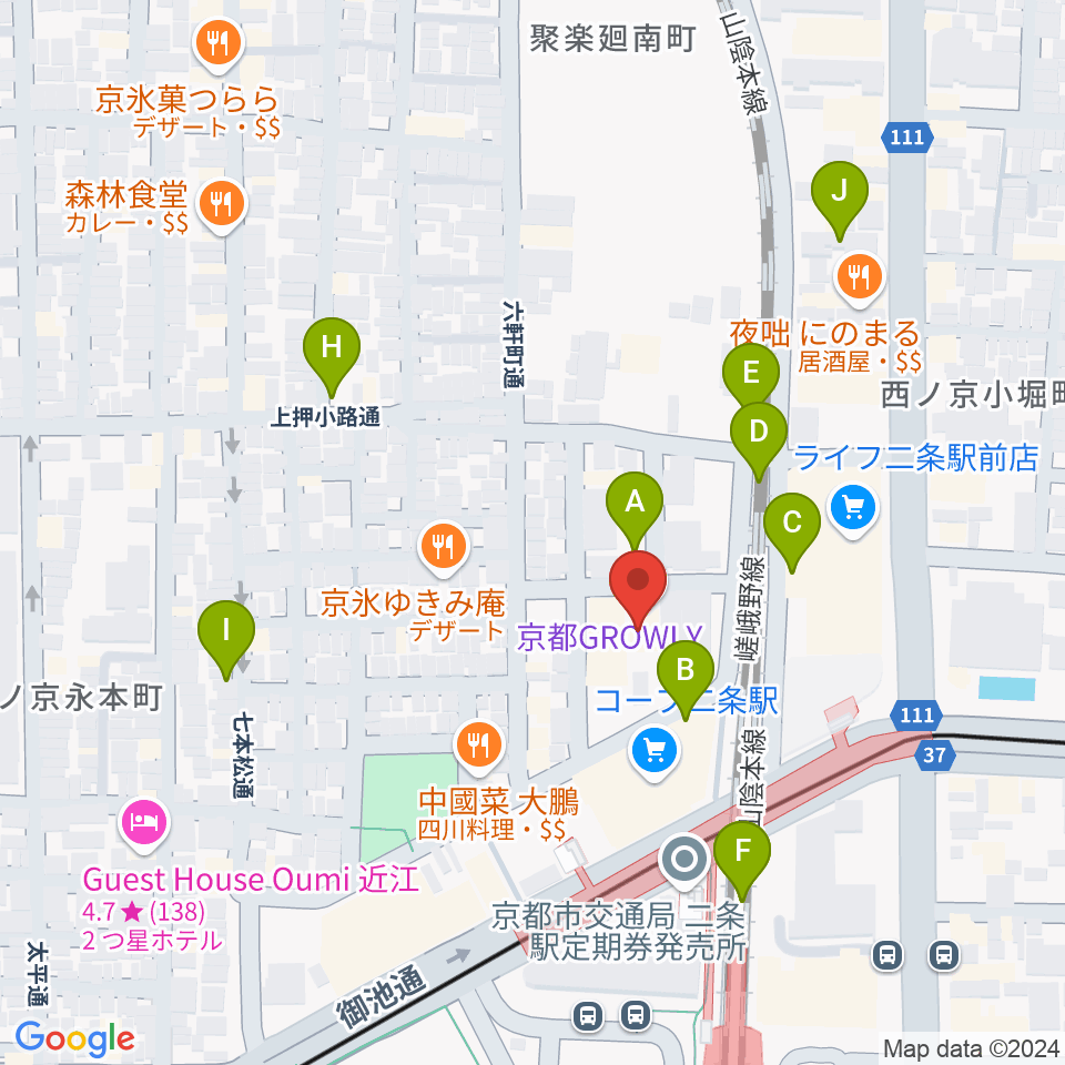 京都GROWLY周辺の駐車場・コインパーキング一覧地図