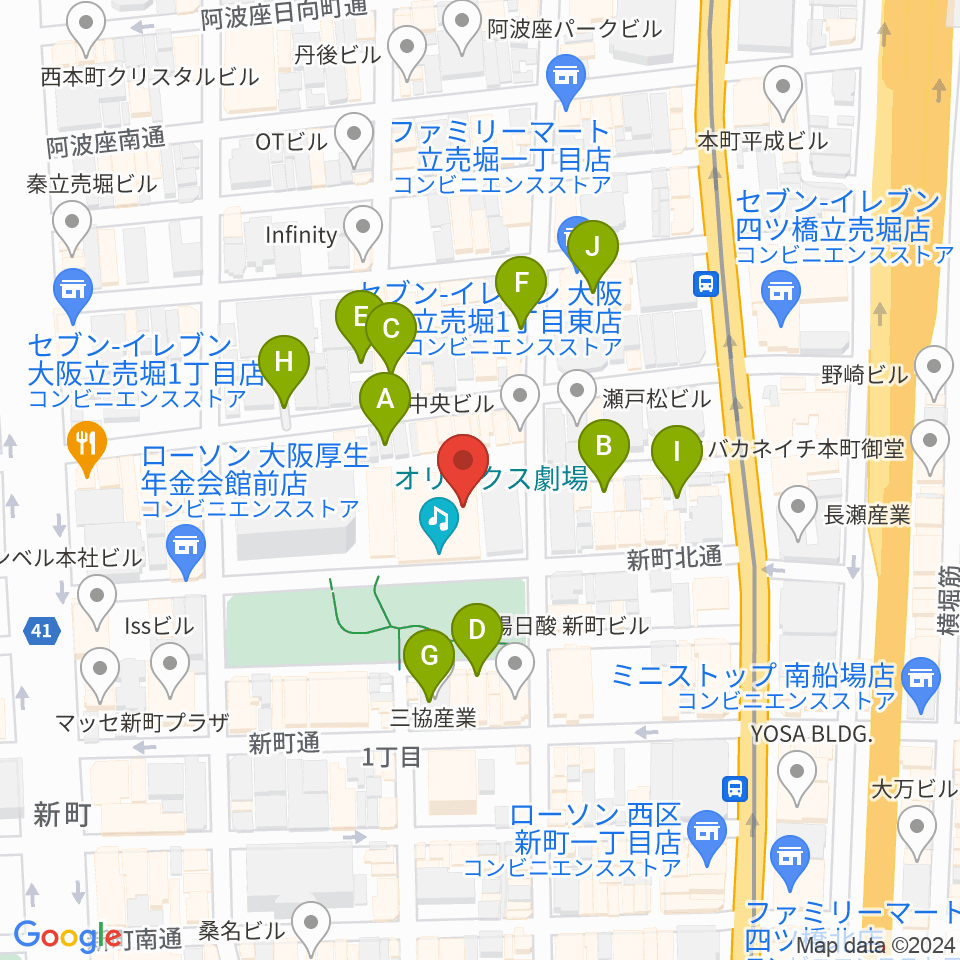 オリックス劇場周辺の駐車場・コインパーキング一覧地図