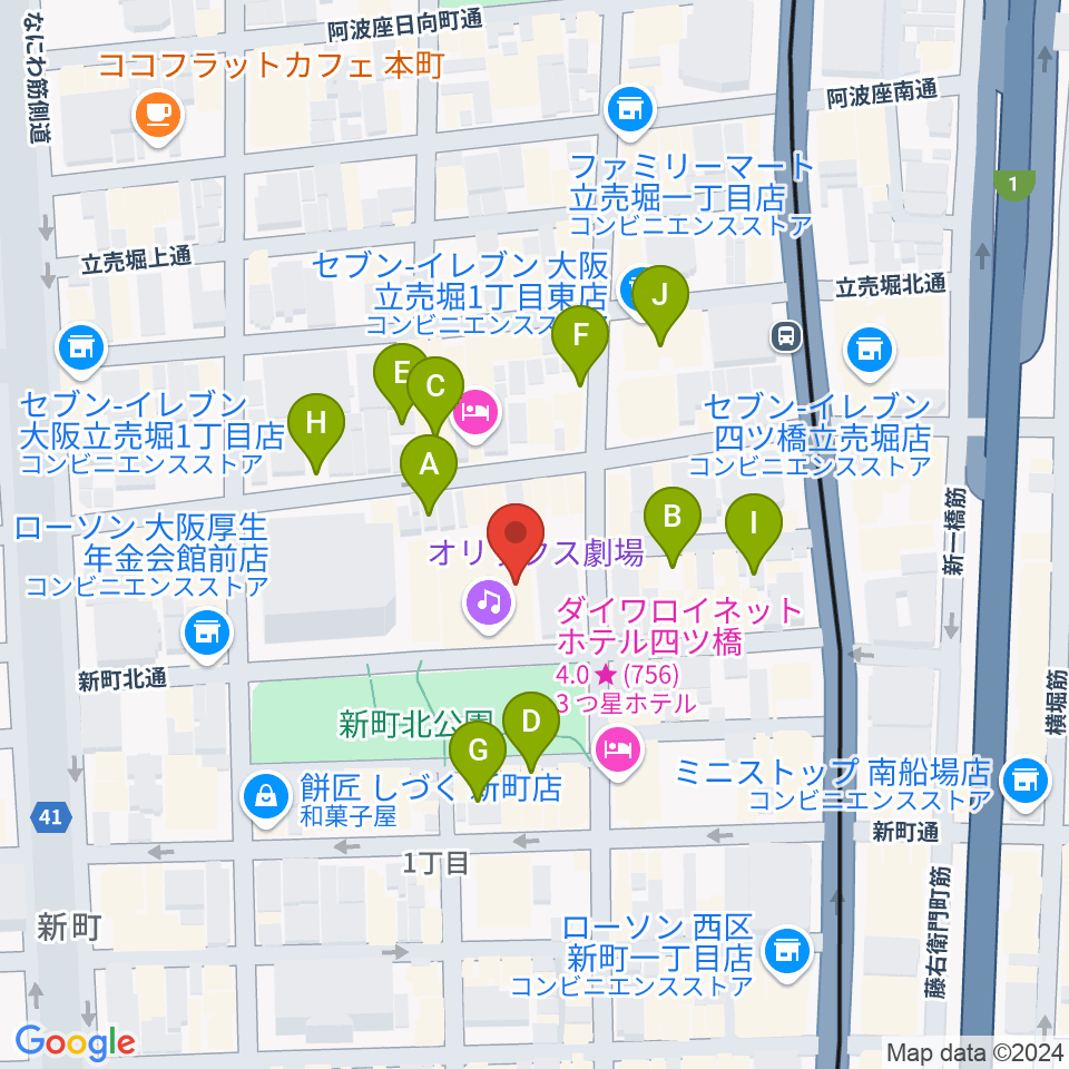 オリックス劇場周辺の駐車場・コインパーキング一覧地図