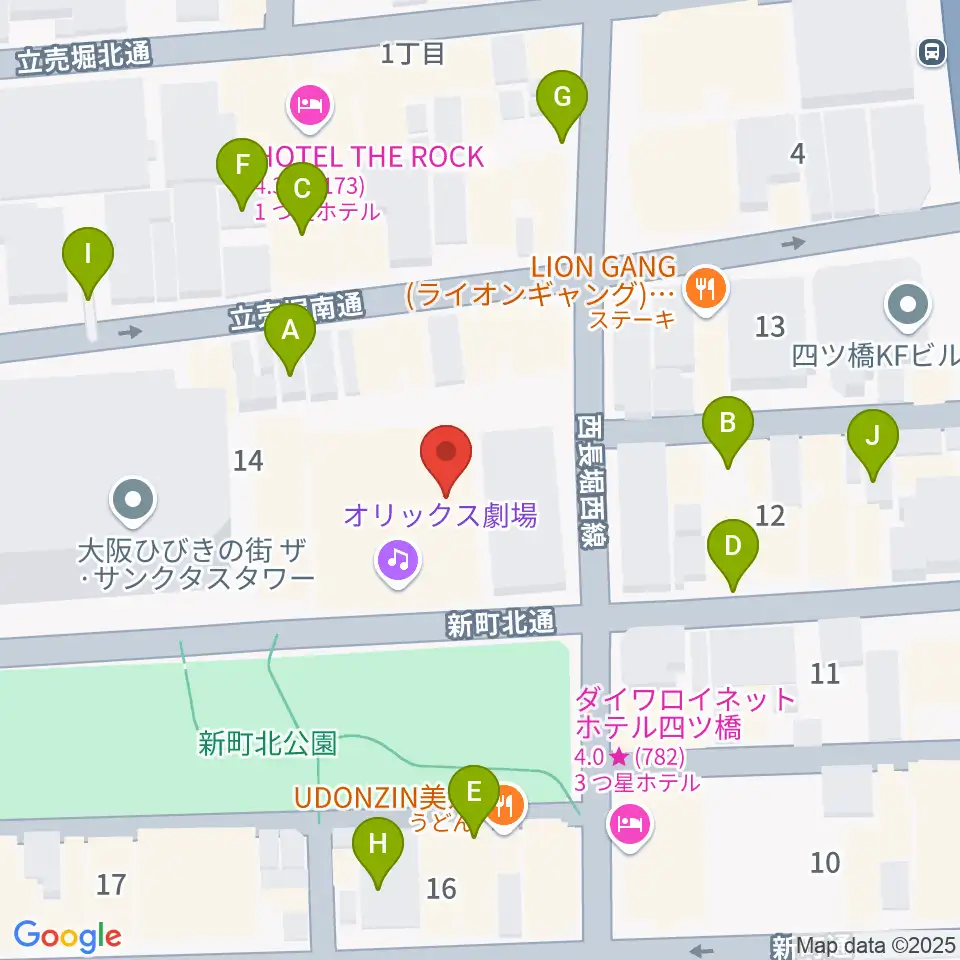 オリックス劇場周辺の駐車場・コインパーキング一覧地図
