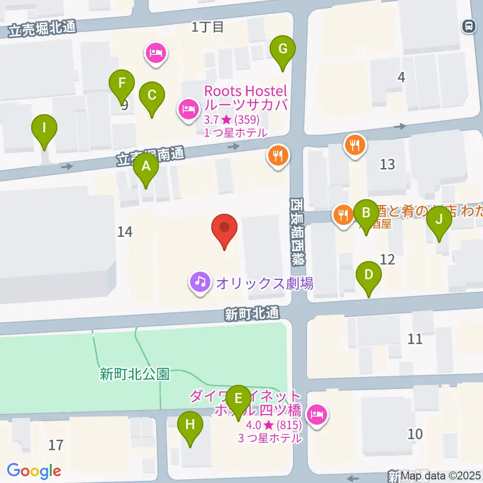 オリックス劇場周辺の駐車場・コインパーキング一覧地図