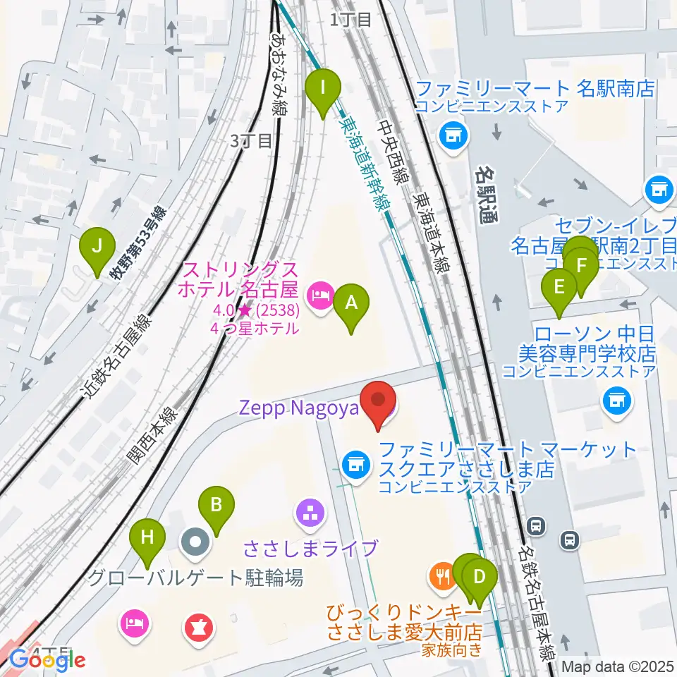 Zepp名古屋周辺の駐車場・コインパーキング一覧地図