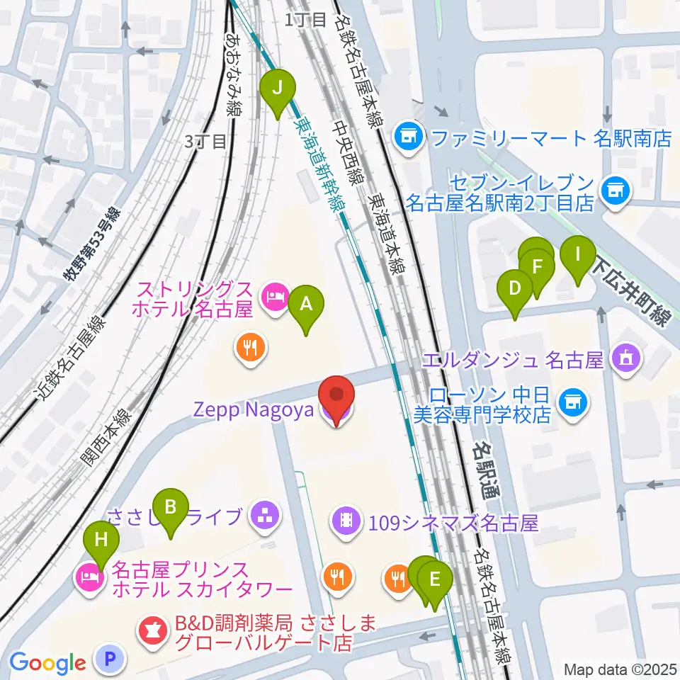 Zepp名古屋周辺の駐車場・コインパーキング一覧地図