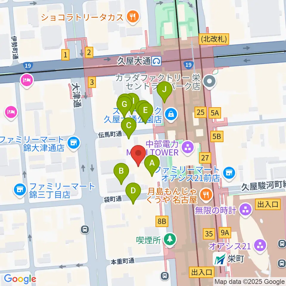 ロックス栄周辺の駐車場・コインパーキング一覧地図