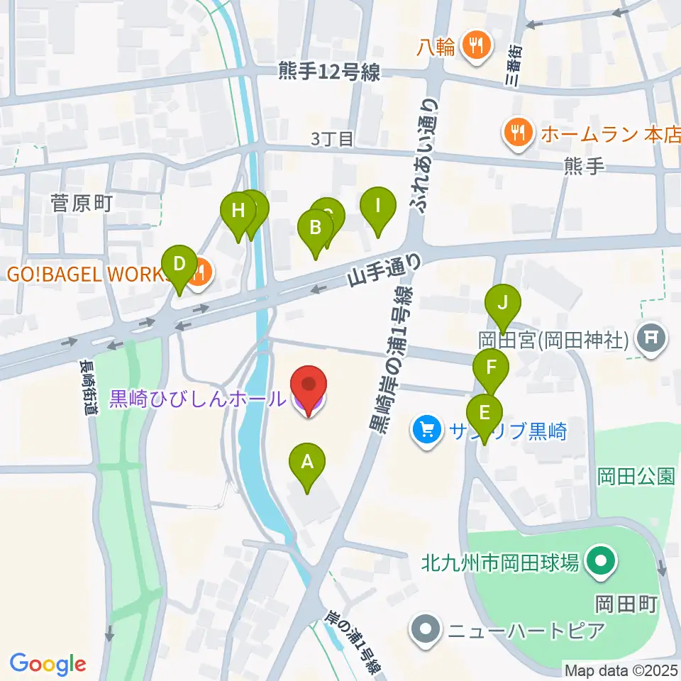 黒崎ひびしんホール周辺の駐車場・コインパーキング一覧地図