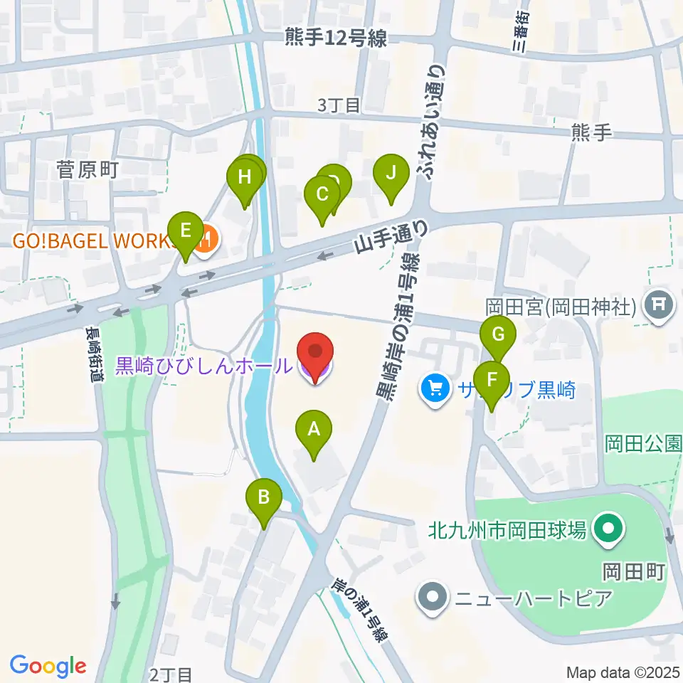 黒崎ひびしんホール周辺の駐車場・コインパーキング一覧地図