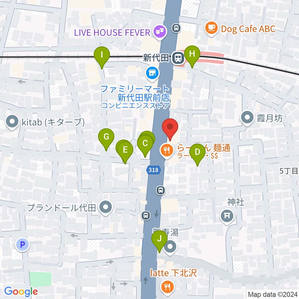 新代田クロッシング周辺の駐車場・コインパーキング一覧地図