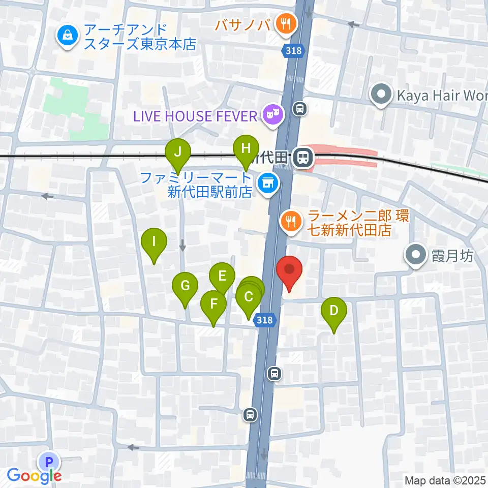新代田クロッシング周辺の駐車場・コインパーキング一覧地図