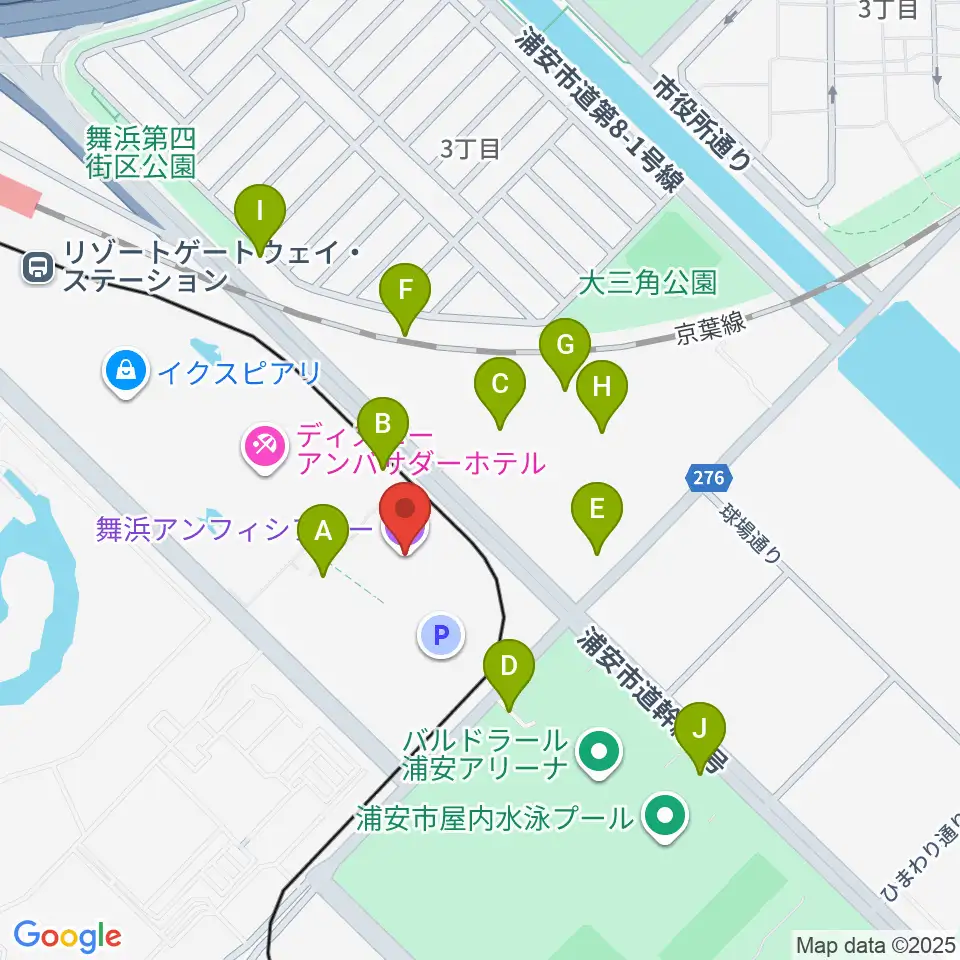 舞浜アンフィシアター周辺の駐車場・コインパーキング一覧地図