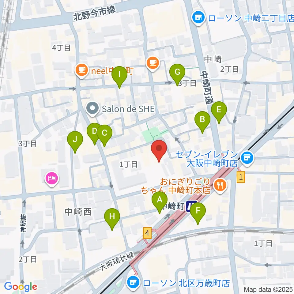 中崎町ホール周辺の駐車場・コインパーキング一覧地図