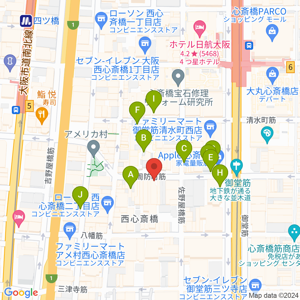 心斎橋パンゲア周辺の駐車場・コインパーキング一覧地図