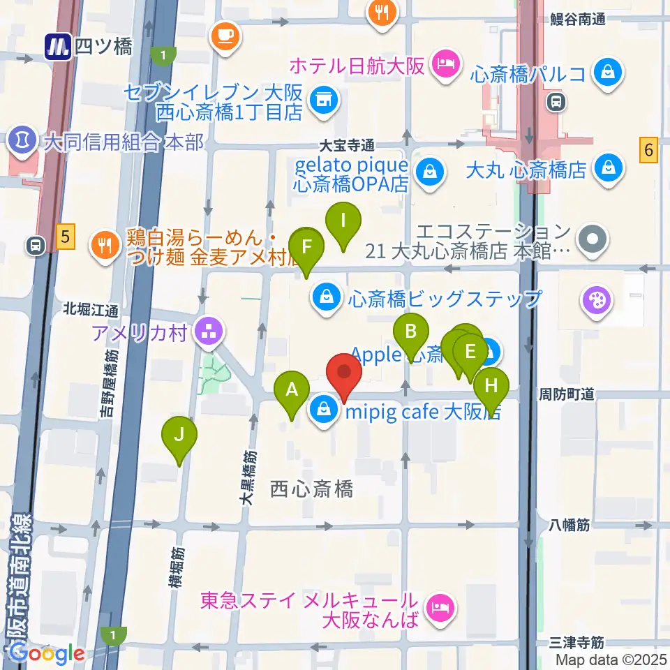 心斎橋パンゲア周辺の駐車場・コインパーキング一覧地図