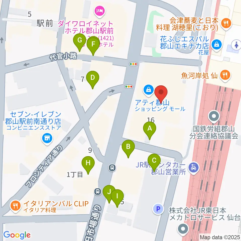 島村楽器 郡山アティ店周辺の駐車場・コインパーキング一覧地図