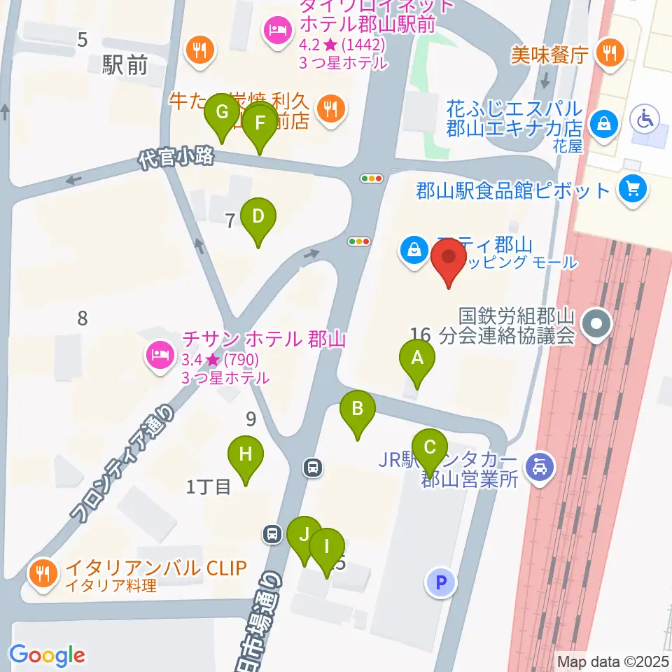 島村楽器 郡山アティ店周辺の駐車場・コインパーキング一覧地図