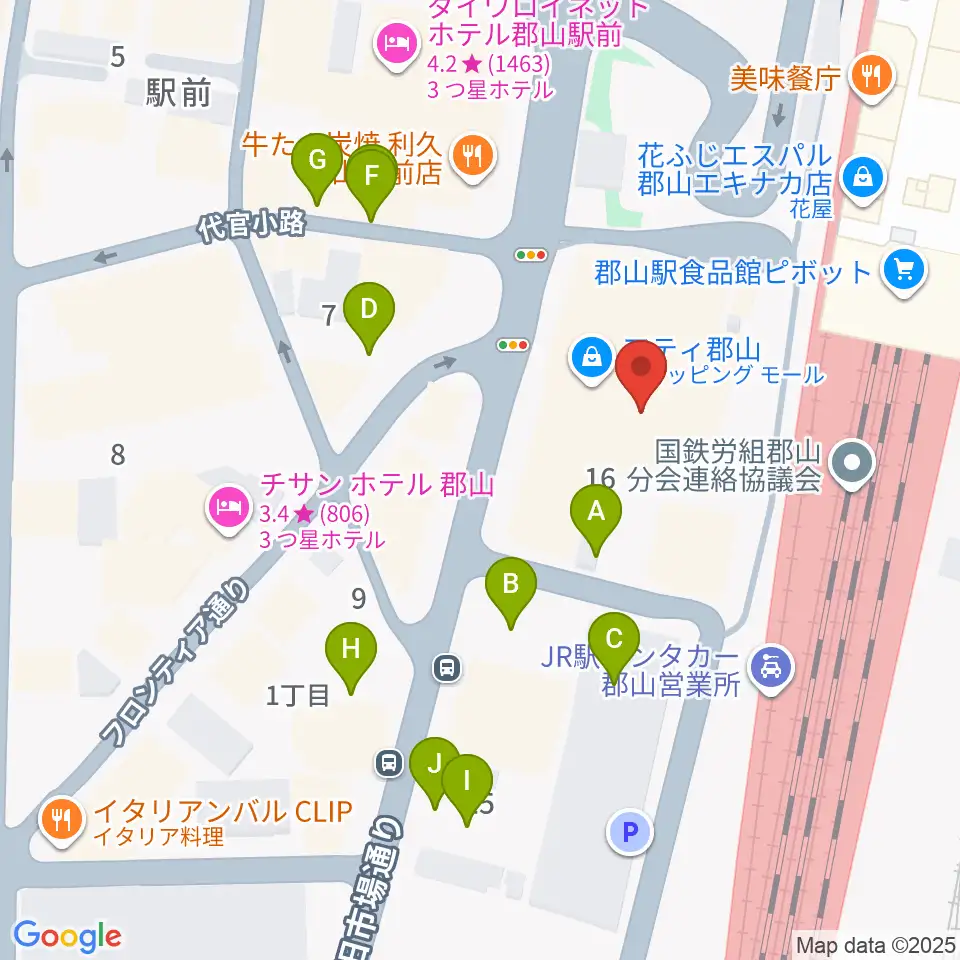 島村楽器 郡山アティ店周辺の駐車場・コインパーキング一覧地図
