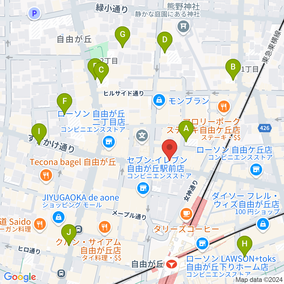 自由が丘hyphen周辺の駐車場・コインパーキング一覧地図