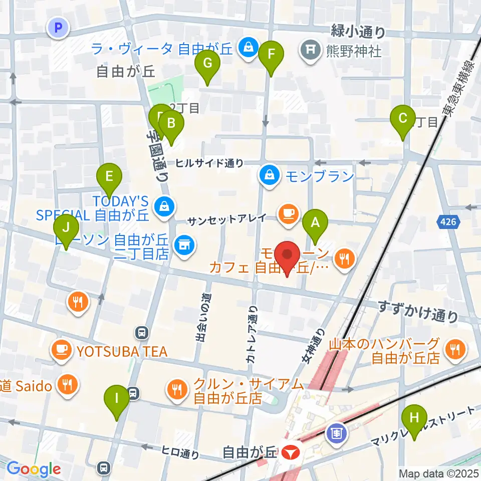 自由が丘hyphen周辺の駐車場・コインパーキング一覧地図