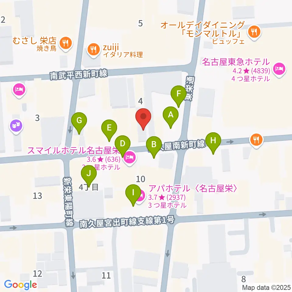 栄Party'z周辺の駐車場・コインパーキング一覧地図