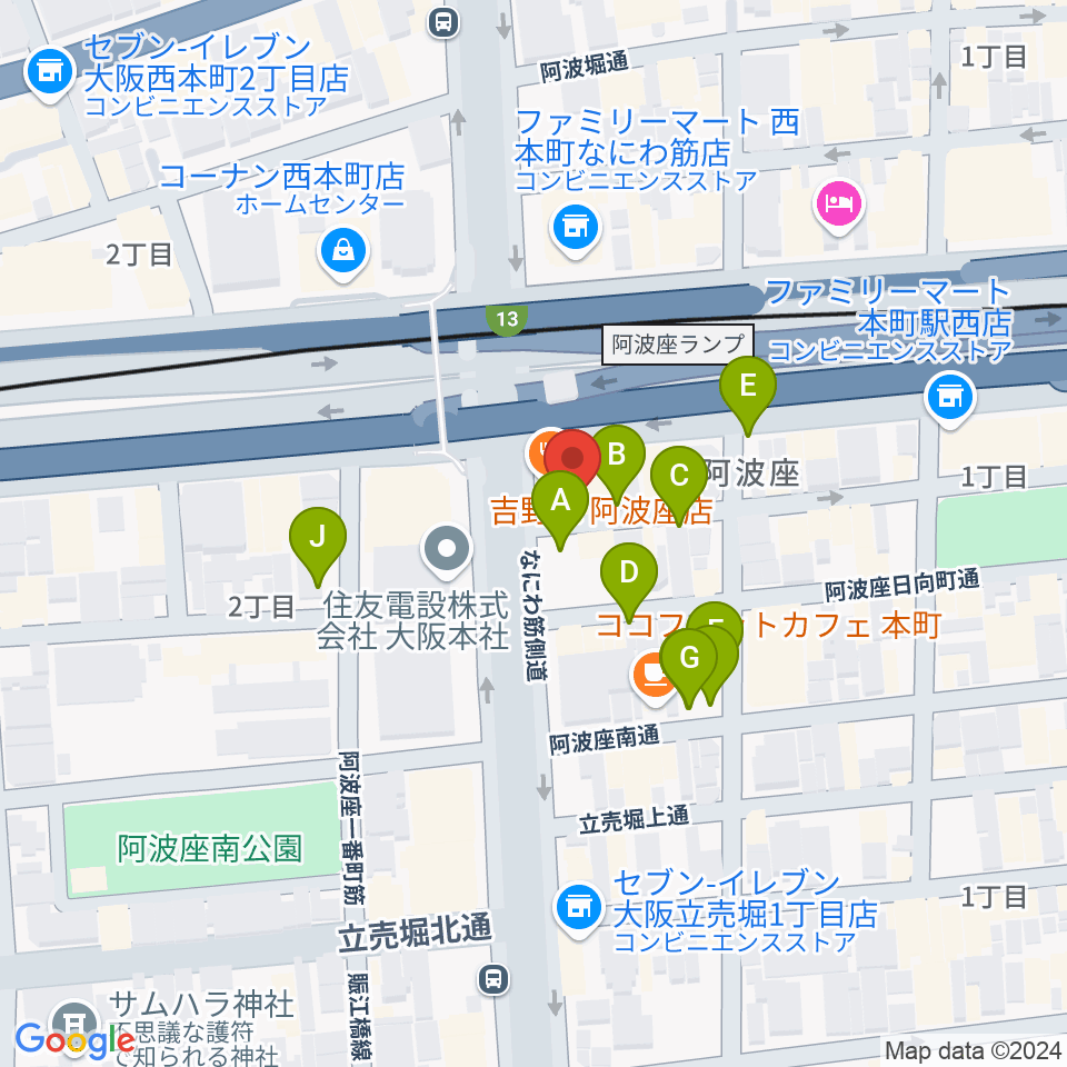 阿波座BIG JACK周辺の駐車場・コインパーキング一覧地図