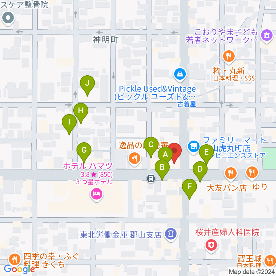 カワイ郡山ショップ周辺の駐車場・コインパーキング一覧地図