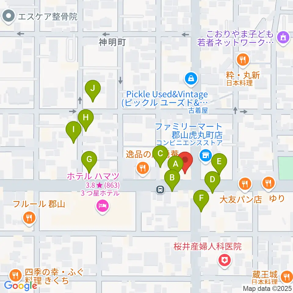 カワイ郡山ショップ周辺の駐車場・コインパーキング一覧地図