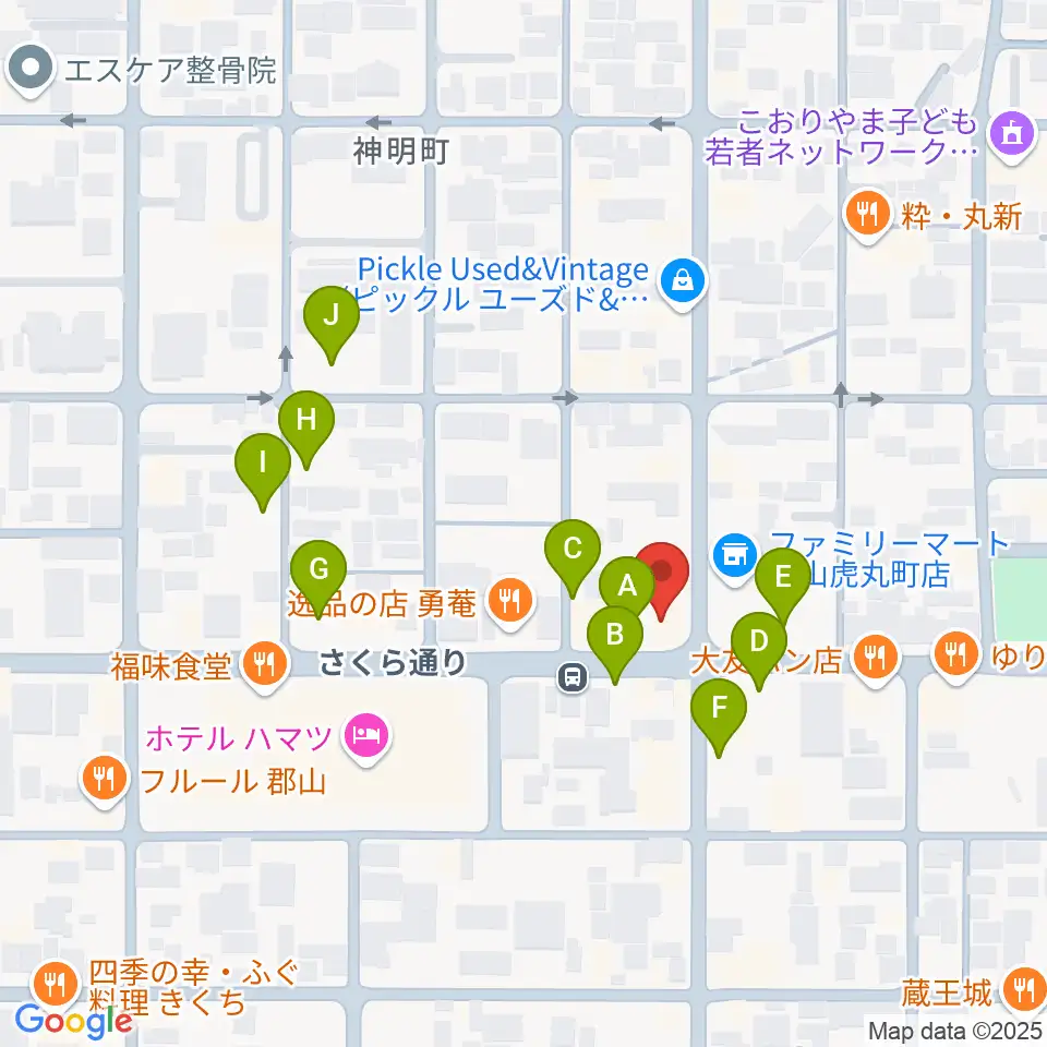 カワイ郡山ショップ周辺の駐車場・コインパーキング一覧地図