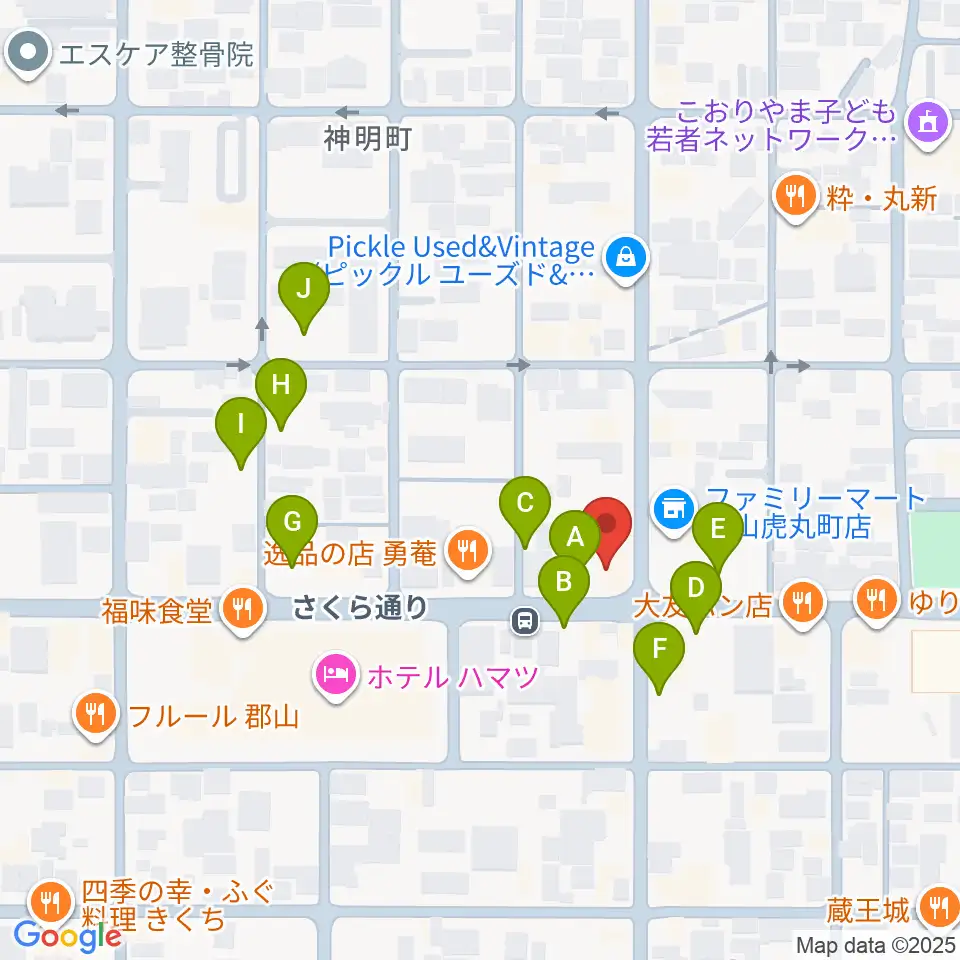 カワイ郡山ショップ周辺の駐車場・コインパーキング一覧地図