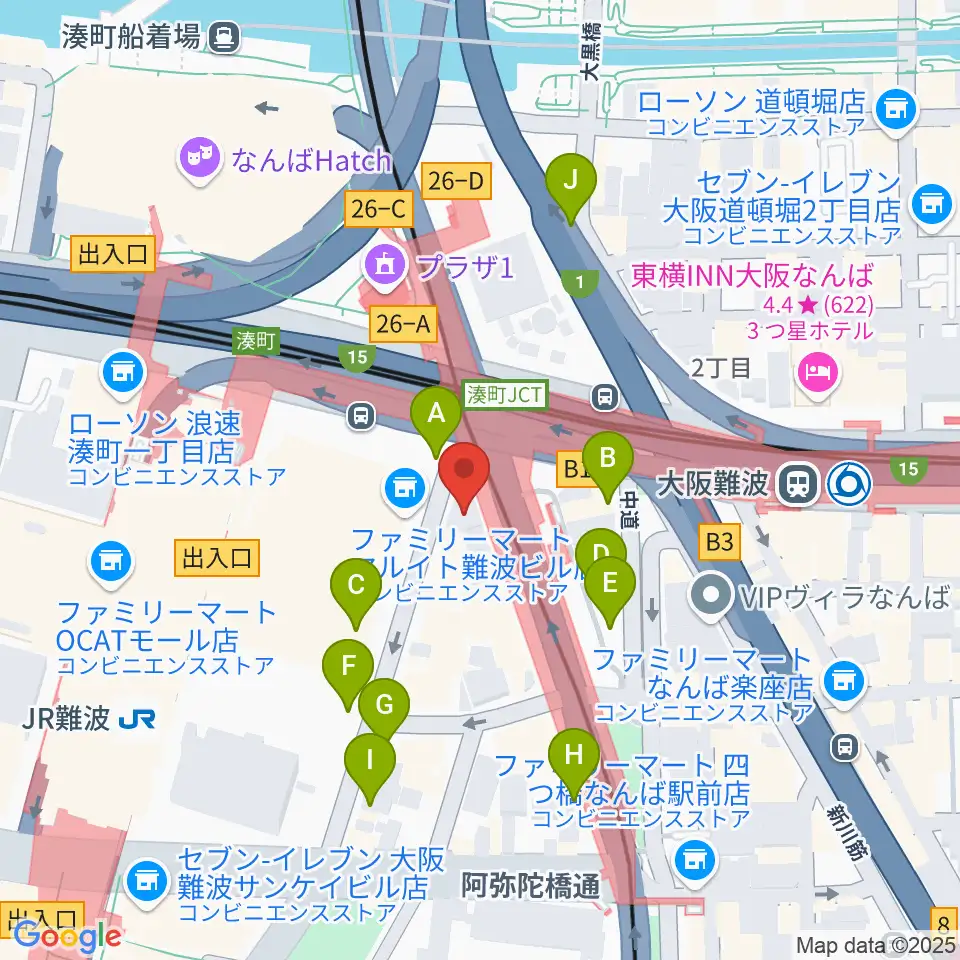 難波Mele周辺の駐車場・コインパーキング一覧地図