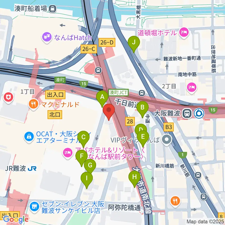 難波Mele周辺の駐車場・コインパーキング一覧地図