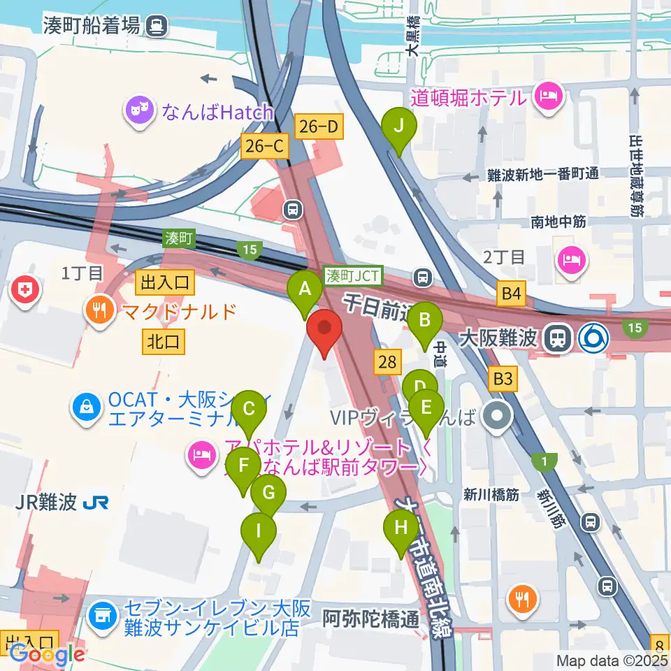 難波Mele周辺の駐車場・コインパーキング一覧地図