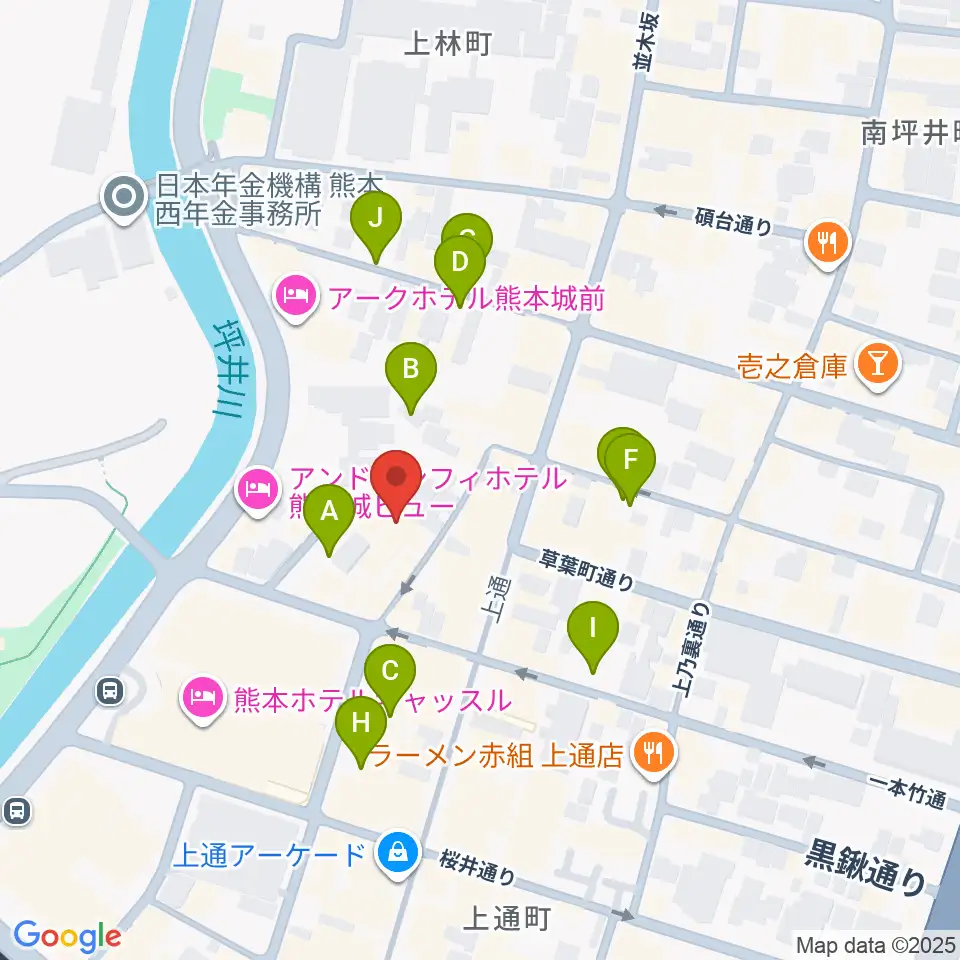 熊本B.9周辺の駐車場・コインパーキング一覧地図