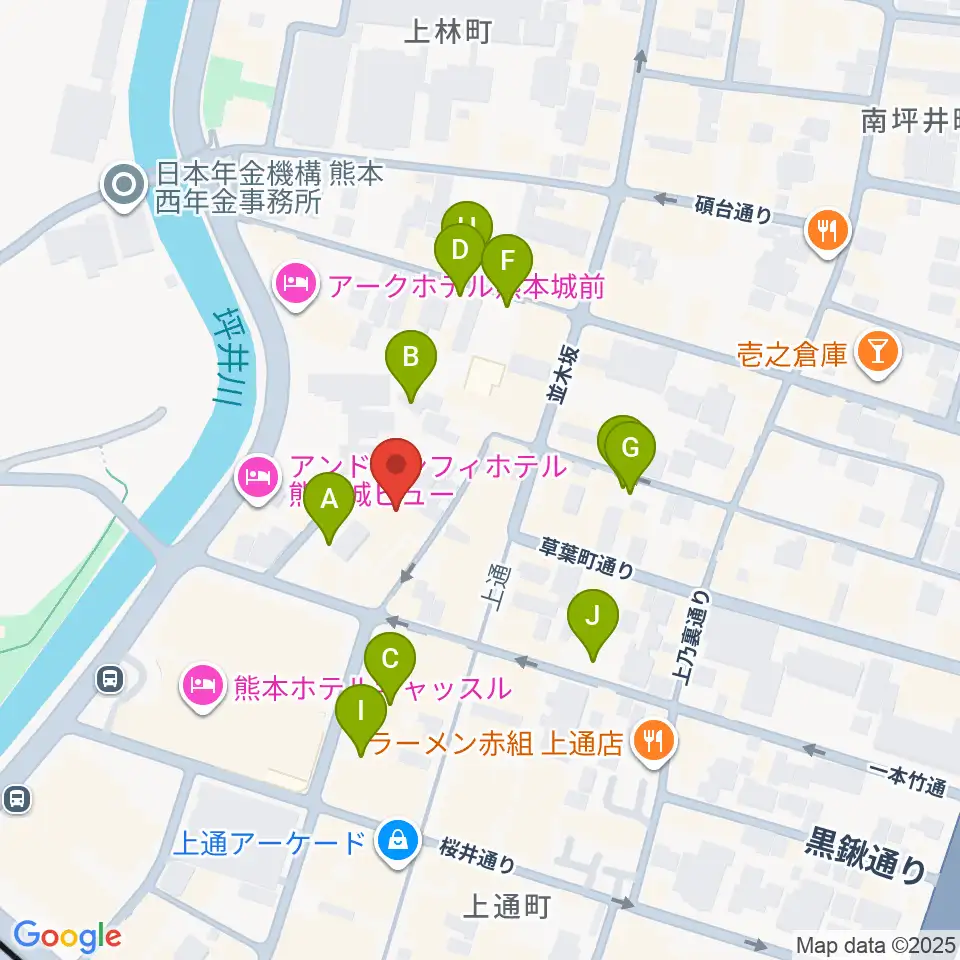 熊本B.9周辺の駐車場・コインパーキング一覧地図