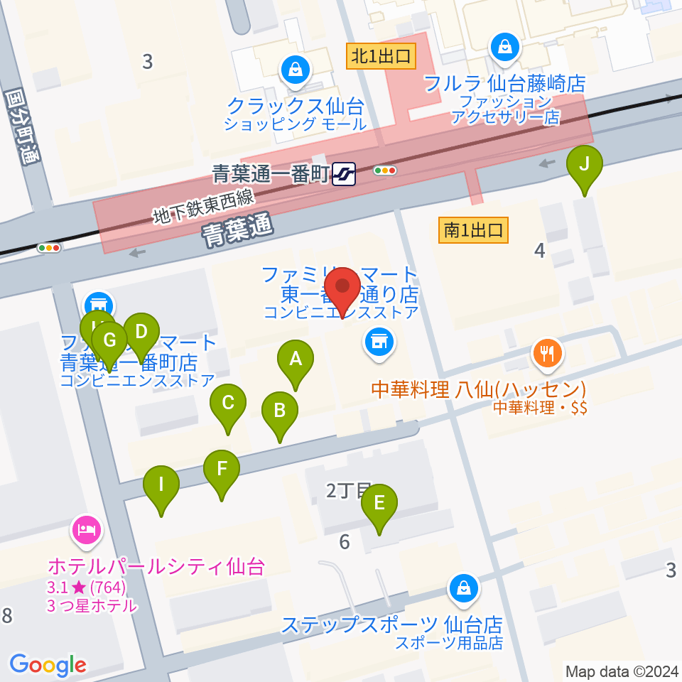 仙台MACANA周辺の駐車場・コインパーキング一覧地図