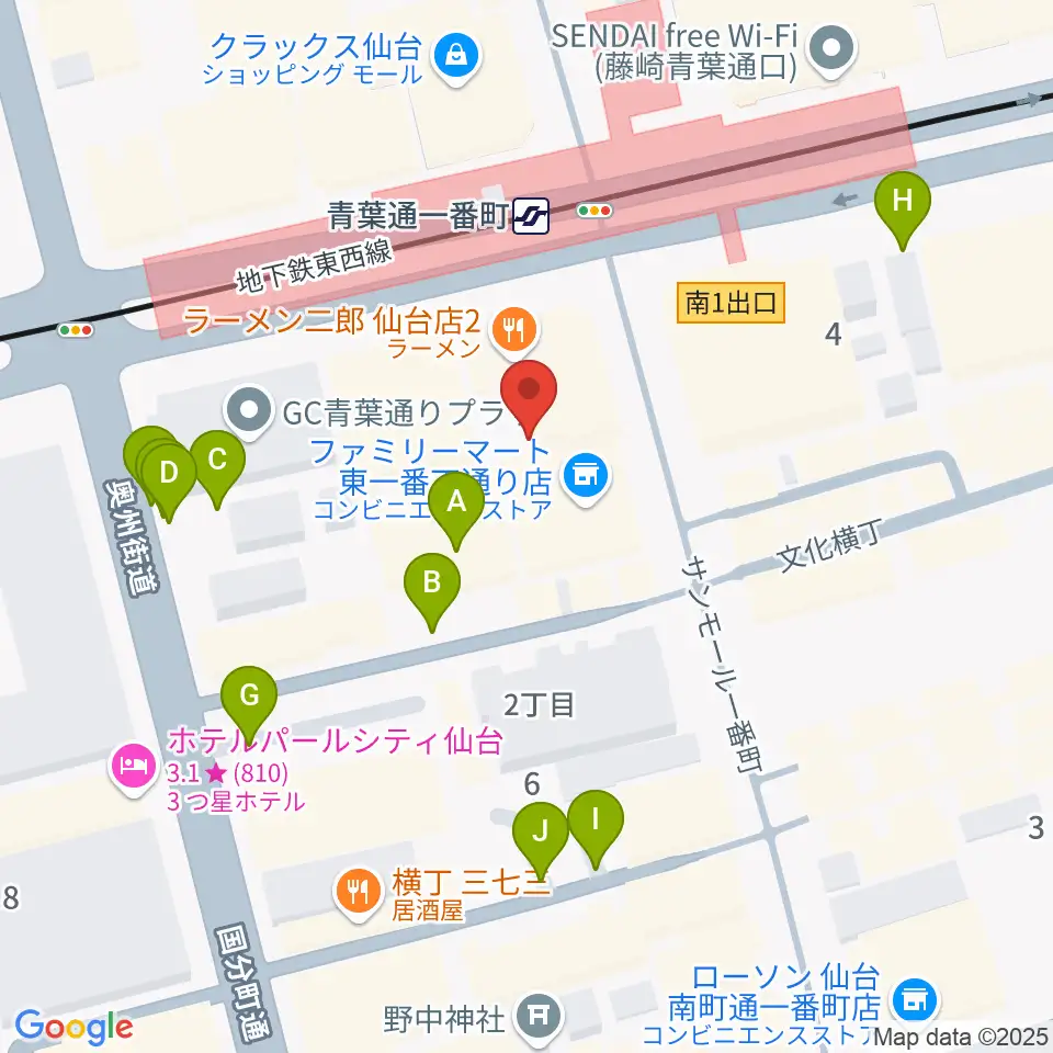 仙台MACANA周辺の駐車場・コインパーキング一覧地図