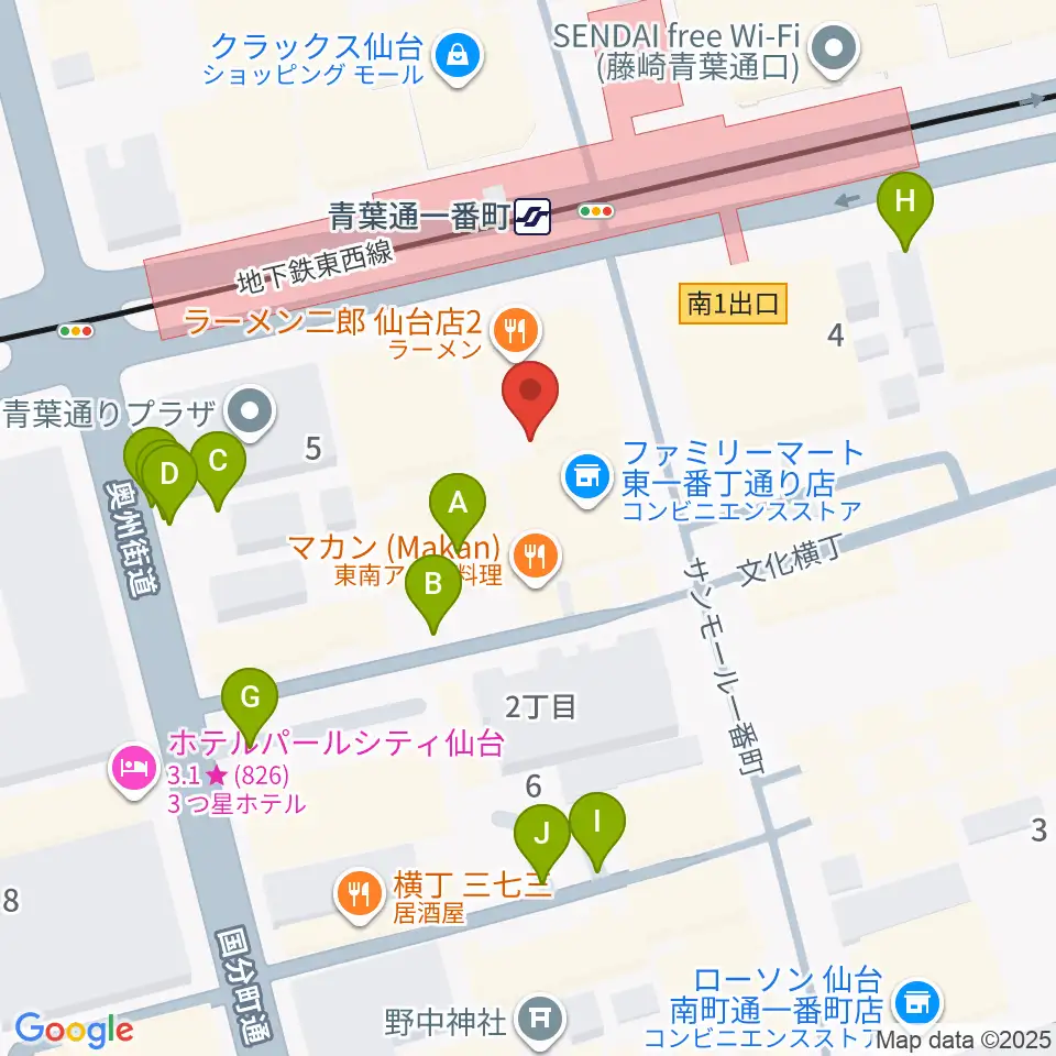 仙台MACANA周辺の駐車場・コインパーキング一覧地図