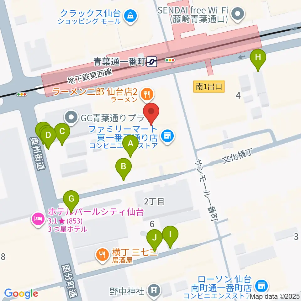 仙台MACANA周辺の駐車場・コインパーキング一覧地図