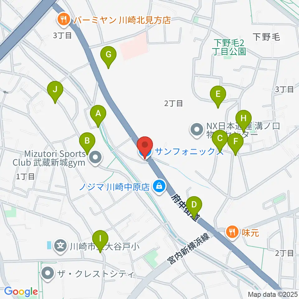 サンフォニックス周辺の駐車場・コインパーキング一覧地図