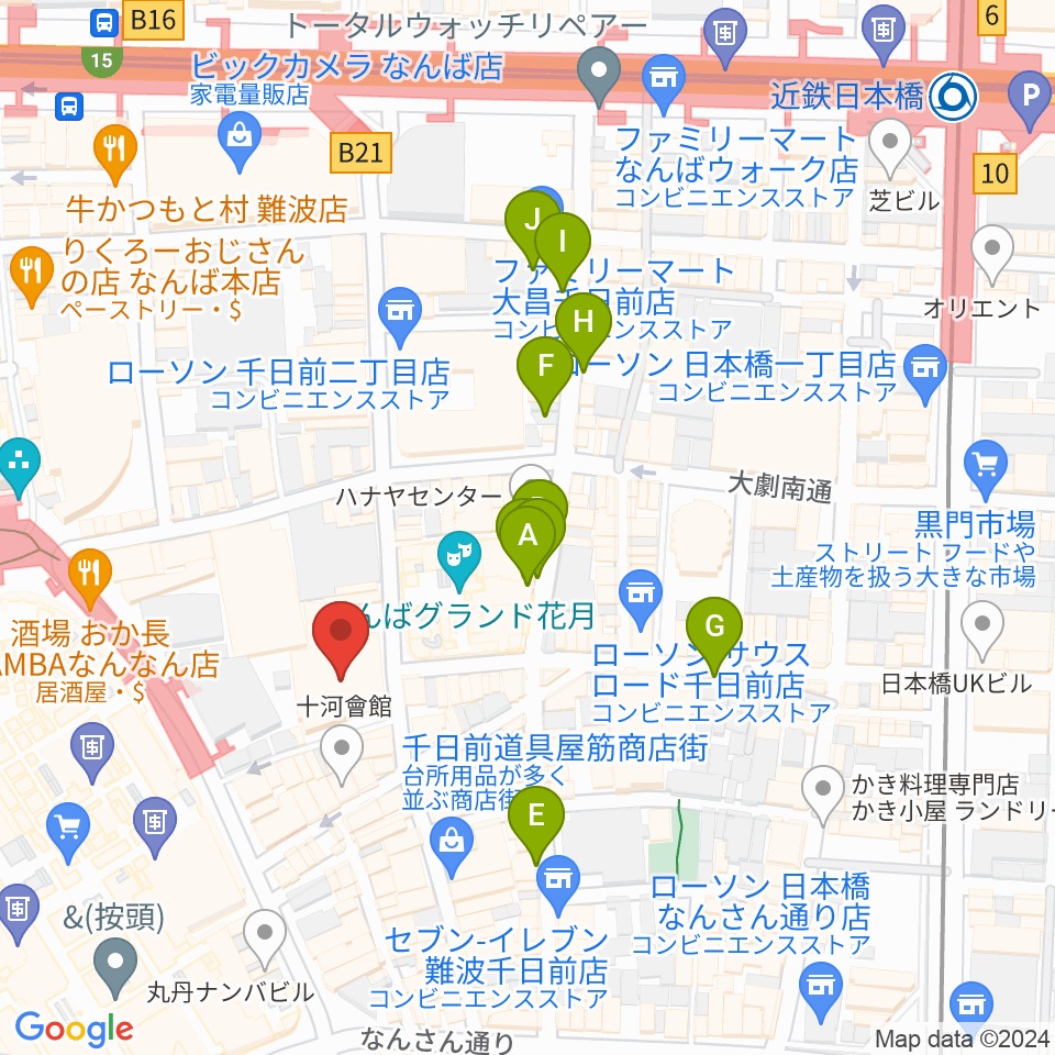 NMB48劇場周辺の駐車場・コインパーキング一覧地図